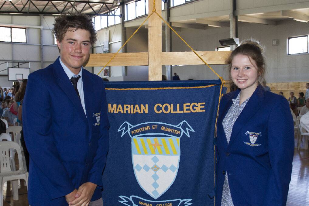The 2014 Marian College school captains Jack Boatman and Ashley Arnfield.