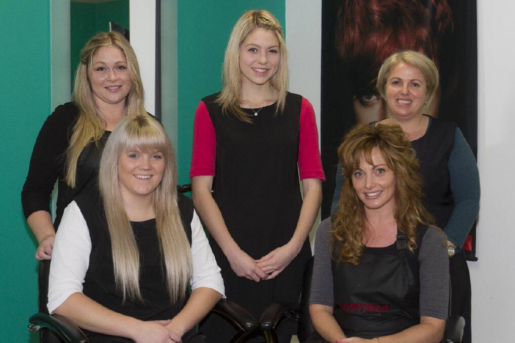The staff at Norma Jean s Hair Studio, Samantha Pevitt, Kira Stapleton, Maddy Fratin, Cheree Stephens and Leah Powell.