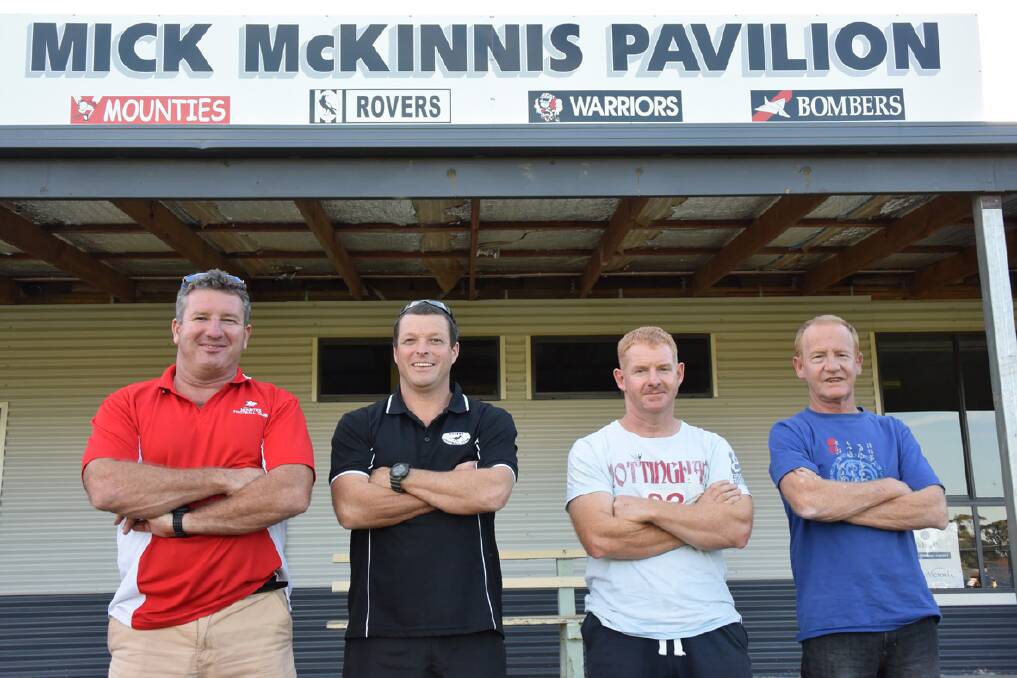 Ararat and District Junior Football Association coaches for season 2015 (L-R), Mick Driscoll (Mounties), Scott Maconachie (Rovers), Shane Allgood (Warriors) and Shane Hanson (Bombers).  
 Picture: SAM SHALDERS