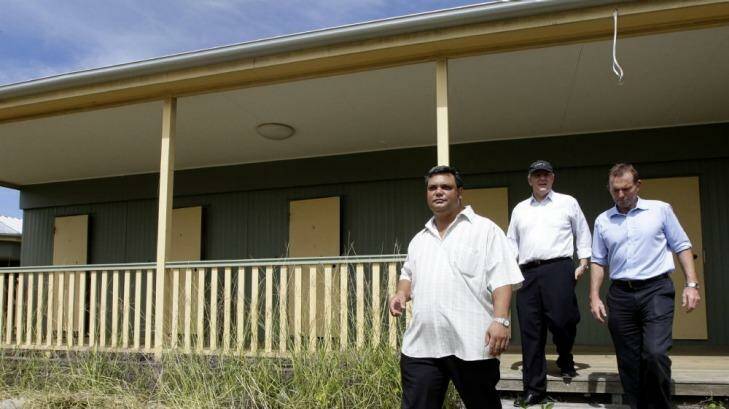 Recently suspended Nauru MP Dr Kieren Keke with Tony Abbott and Scott Morrison in 2011. Photo: Brad Hunter