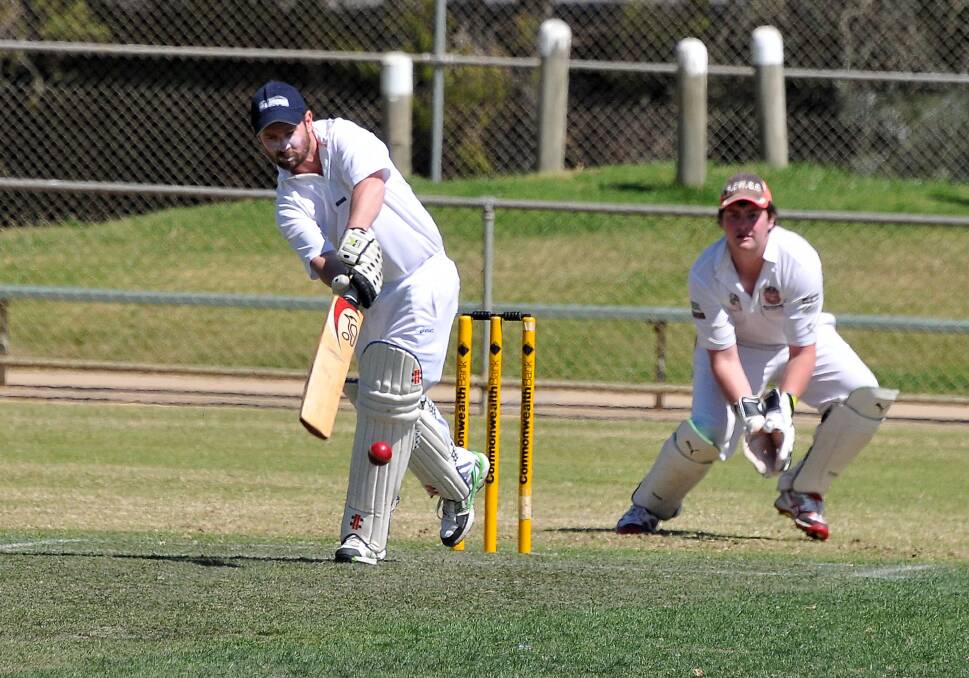 ON THE FRONT FOOT: Tatyoon will be looking to give GCA A grade newcomer Chalambar a tough initiation this weekend, following round one s loss to Swifts/Great Western. Pictured is Tatyoon batsman Matt Harris getting a shot away during the Twenty/20 match against the Combine. Picture: MARK MCMILLAN