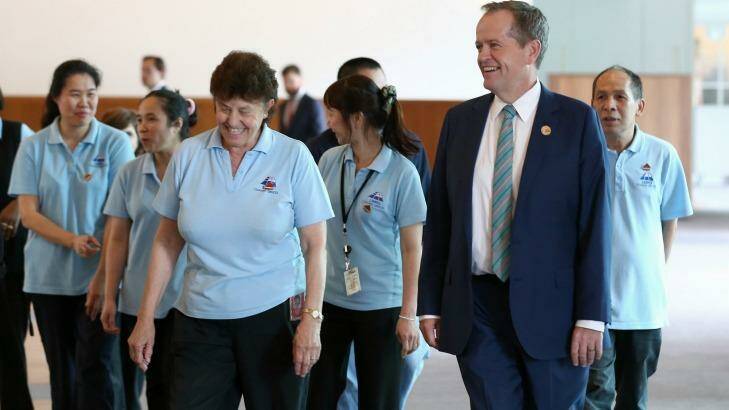Opposition Leader Bill Shorten will kick off Christmas celebrations with drinks with the press gallery on Tuesday - however the Parliament House cleaners are planning strike action. Photo: Alex Ellinghausen
