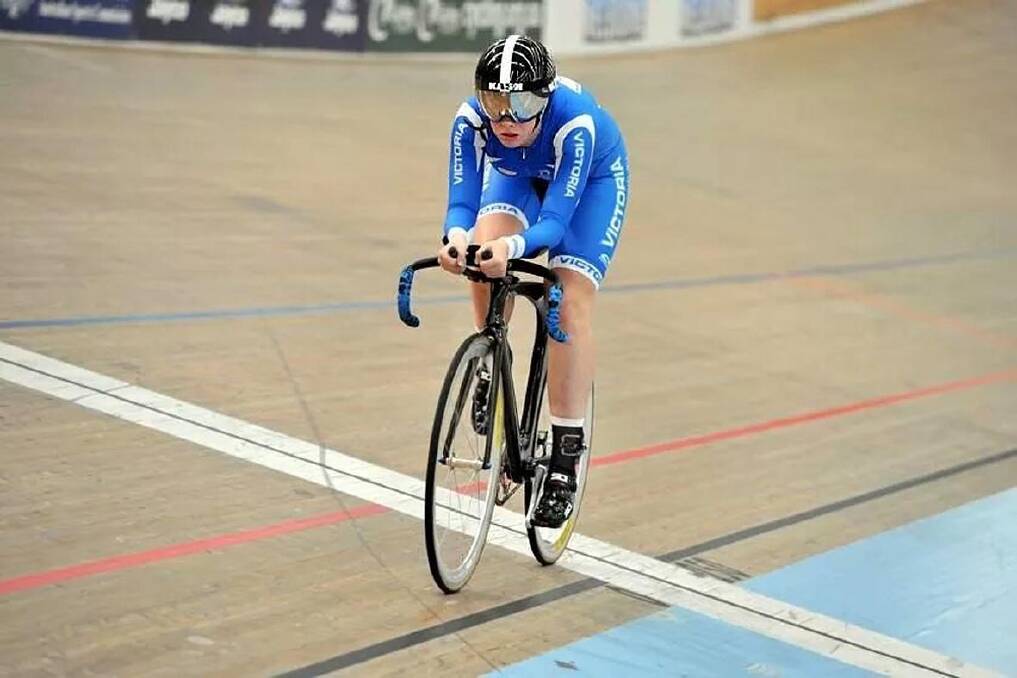 Alice Culling in action during the 2015 Cycling Australia Junior Track Championships last week.