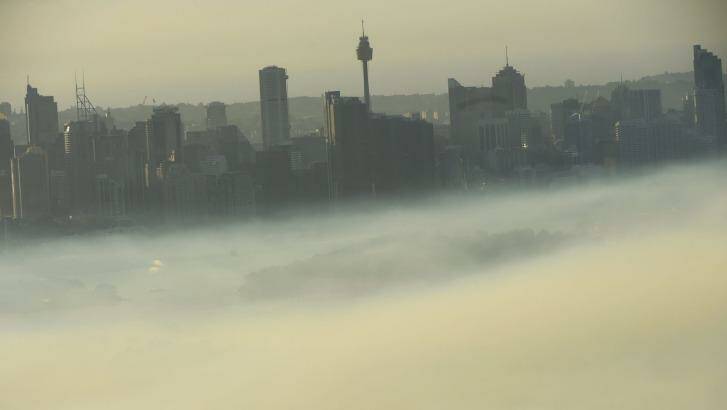 Heavy smog over Sydney last October.
 Photo: Nick Moir