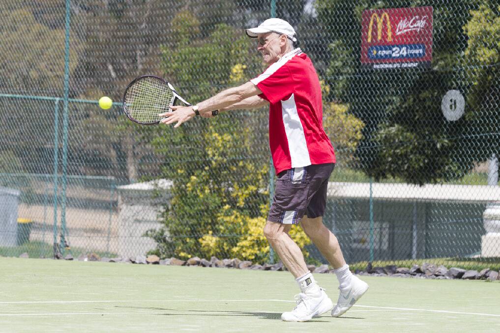 Alex Drosg sends back a return during last year s Ararat and District Tennis Association competition. The new season will begin tomorrow.
