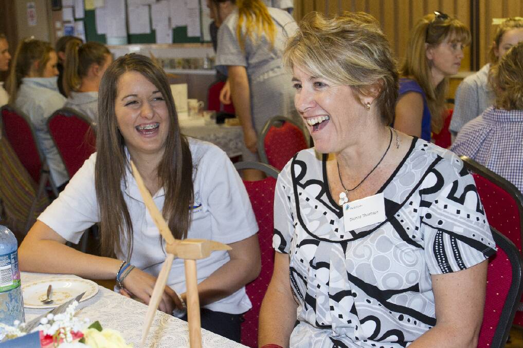 Ararat College student Zoe and Dianne Thomson from Pacific Hydro have a laugh