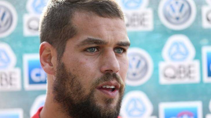 Buddy Franklin fronts the media on Thursday after his car crash the night before. Photo: Anthony Johnson