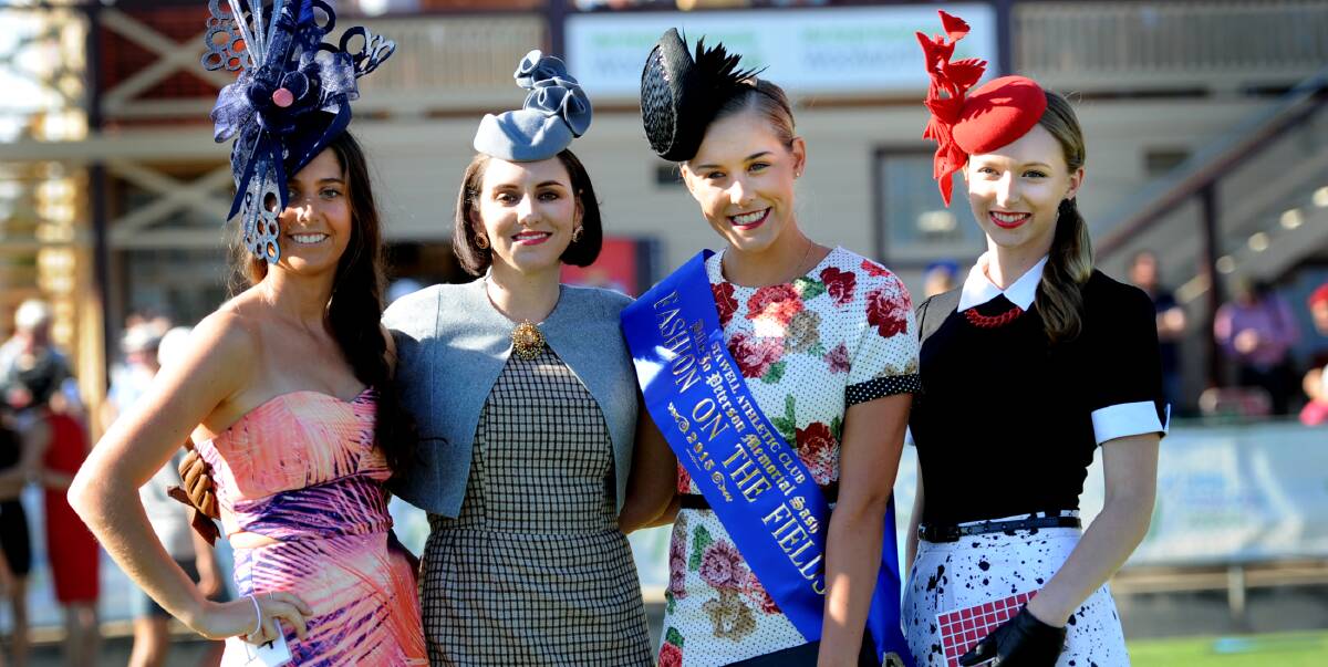 SOMETHING FOR EVERYONE: Fashions on the field winners from 2015 Kathryn O'Dwyer, Carly Rodger, Bridgette Cox and Allie Guy. Picture: SAMANTHA CAMARRI