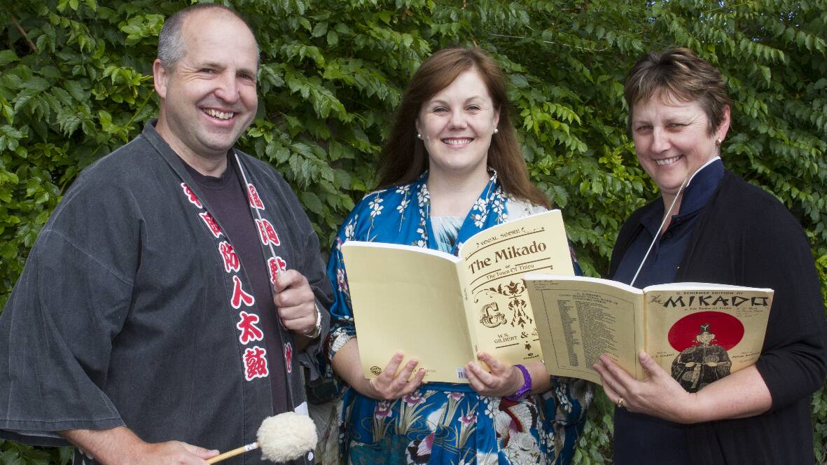 Musical director Wally Pope, The Mikado director Jodie Holwell and vocal coach Leanne McCready.