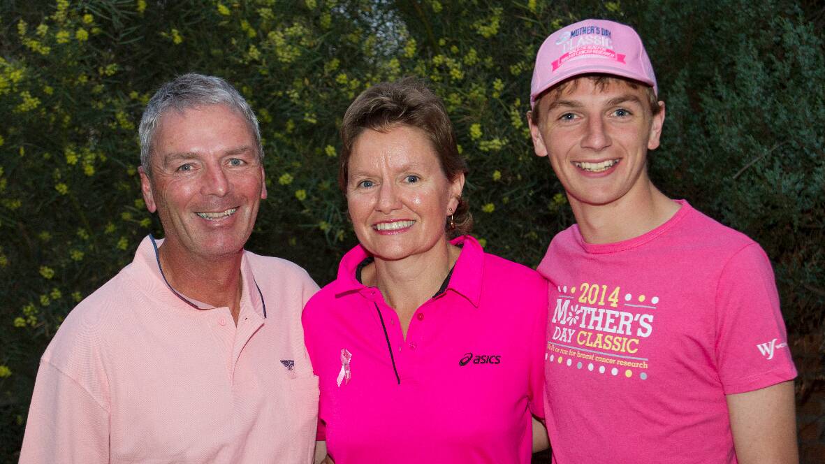 Don, Bernadette and Thomas Phillips are ready for the Mothers Day Classic. Picture: PETER PICKERING