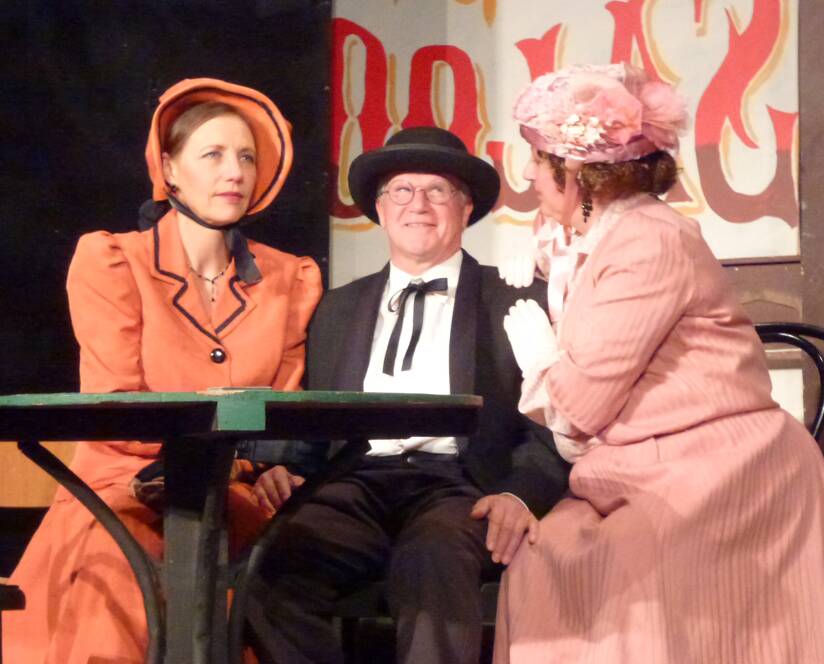 Jan Pope, John Steele and Rennie Hannan in Ararat Theatre Company’s 2013 production Granny Rides Again. 
