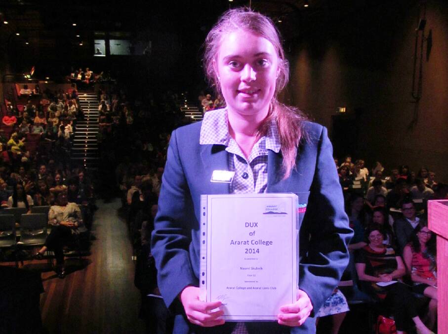 Naomi Skubnik was formerly recognised as the Ararat College 2014 dux at the school's presentation evening on Tuesday. Picture: CONTRIBUTED