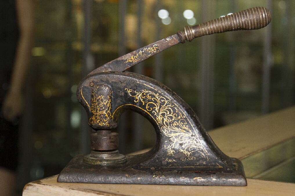 The Langi Morgala Museum will place on display an old seal press, which was found at the Ararat transfer station by a young Ararat boy. Picture: PETER PICKERING