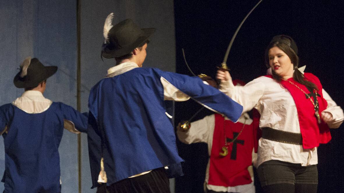 Cheyenne Berandi leads the obligatory sword fight in Ararat College's production of The Three Musketeers. Picture: PETER PICKERING