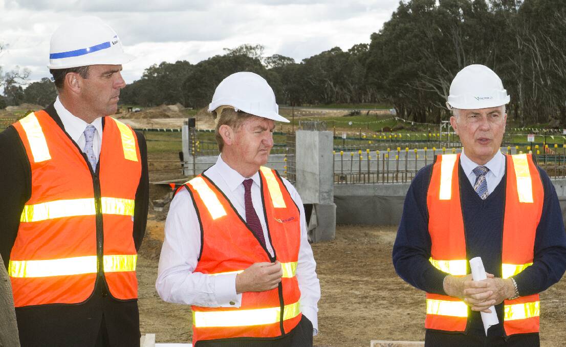 The Nationals’ candidate for Ripon Scott Turner with Deputy Premier Peter Ryan and Deputy Prime Minister Warren Truss. Picture: PETER PICKERING