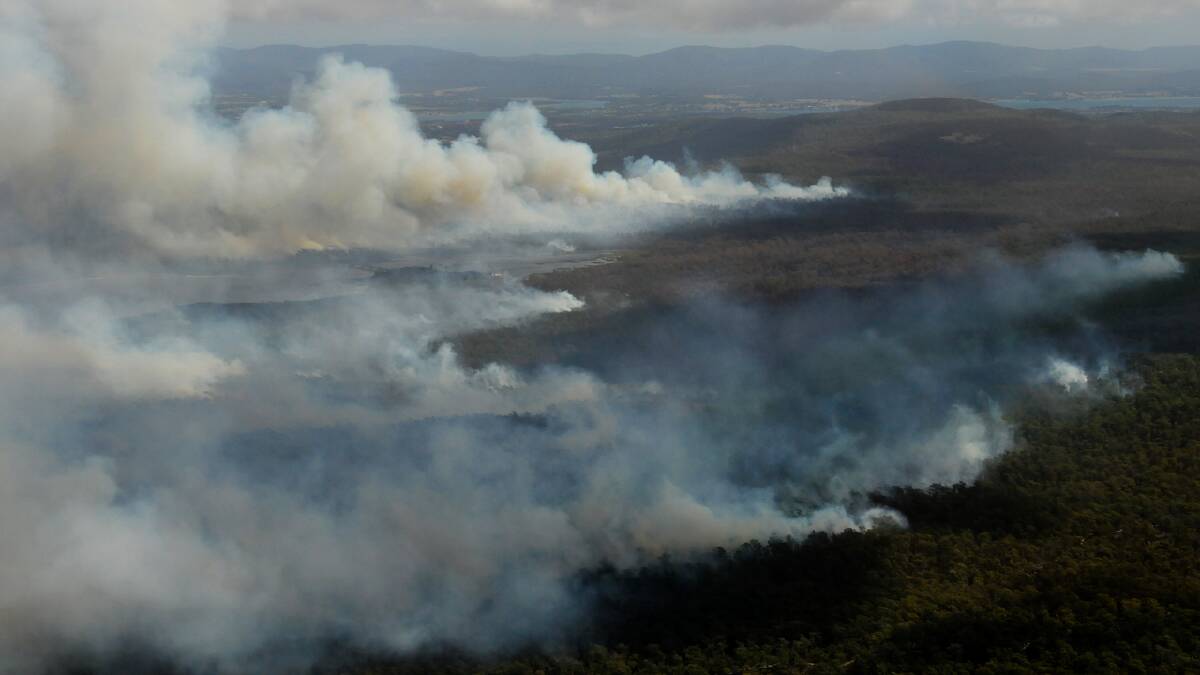 Lefroy fire from Tas Fire Service observer helicopter. Picture: Neil Richardson