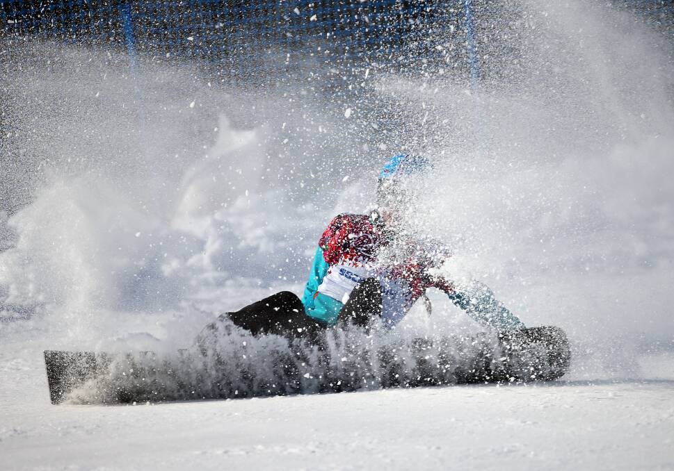Amelie Kober Germany runs wide during the Freestyle Skiing Womenfs Parallel Slalom on day 12 of the Sochi 2014 Winter Olympics at Rosa Khutor Extreme Park on February 19, 2014 in Sochi, Russia. Photo: GETTY IMAGES