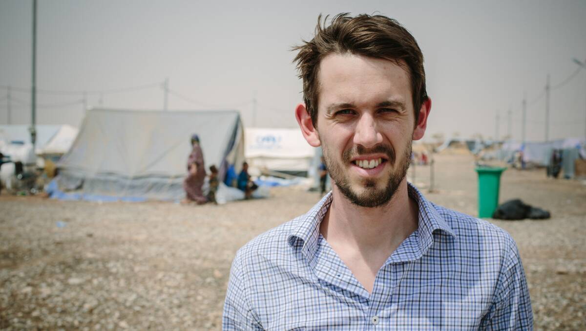 Evan Schuurman, media manager for aid group Save the Children, on the ground in Iraq. PICTURE: SUPPLIED