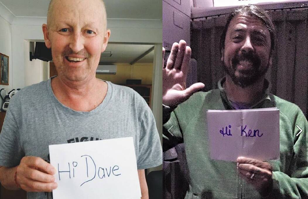Dave Grohl from Foo Fighters, right, reaches out to Ken Powell through social media.