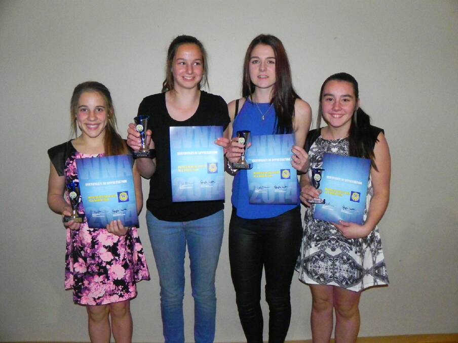 Ararat netballers Karly Griffits, Angie Stoneman, Rachael Fratin and Kaitlin McDonald represented the Wimmera at a number of interleague games in 2014.