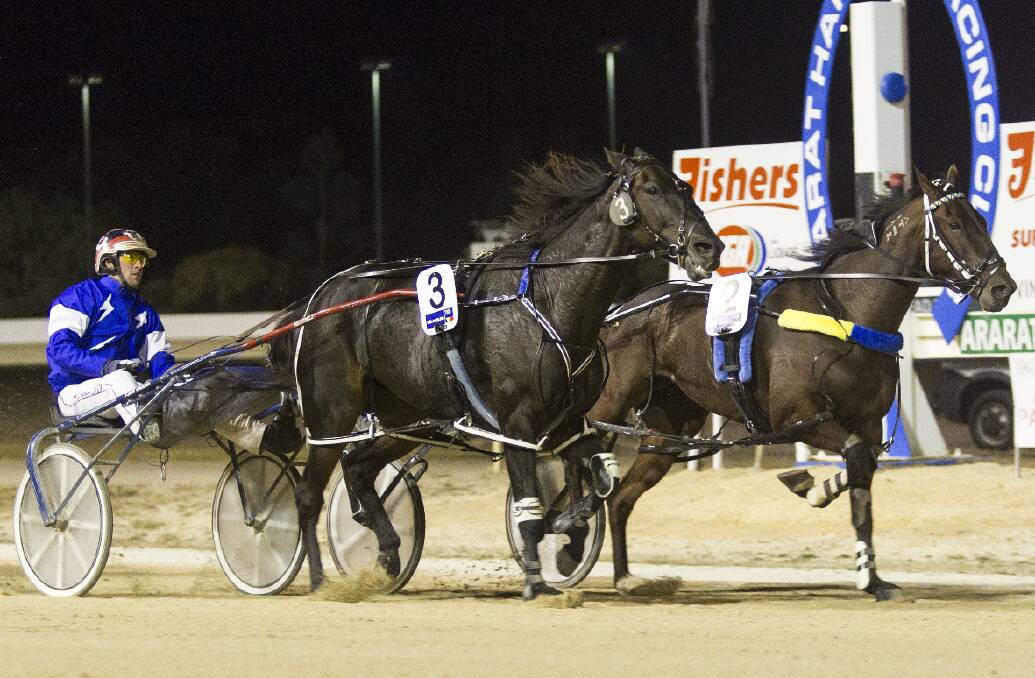 The Keith Cotchin-trained Road to Rock (on the outside) wins the 2015 Renown Silverware Ararat Pacing Cup with Nathan Jack at the helm. The Ararat Harness Racing Club yesterday announced the feature race would be elevated to Group 3 status in 2016, with a $5000 increase in prize money bringing the total to $30,000.