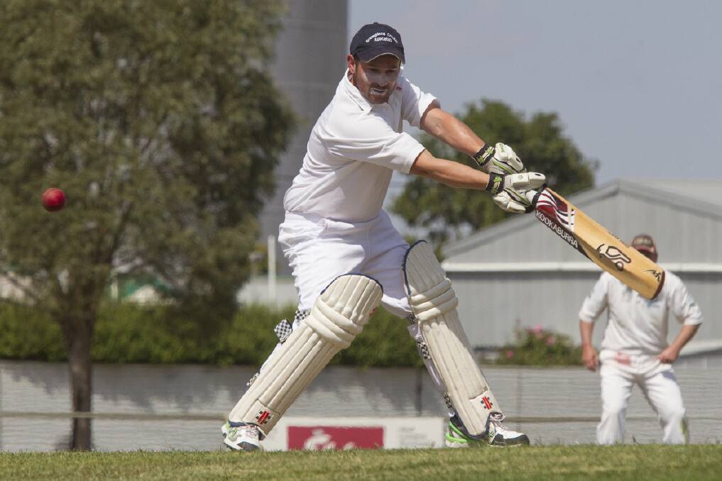 Tatyoon batsman Matt Harris in action during the Grampians Cricket Association grand final.