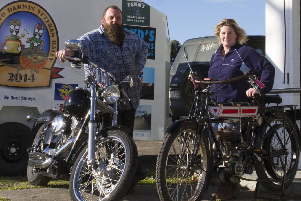 Mark Bond and Jodie Thompson prepare for the Poker Run in aid of the Rover
Dream and East Grampians Health Service. Picture: PETER PICKERING