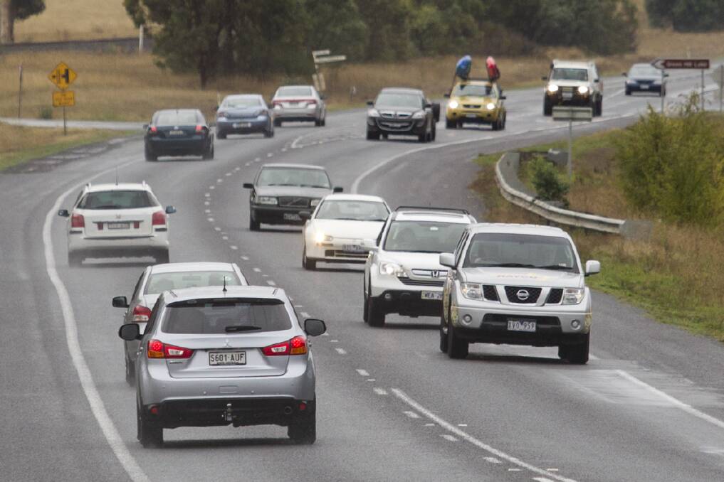 Steady traffic on the Western Highway on Good Friday. Picture: PETER PICKERING