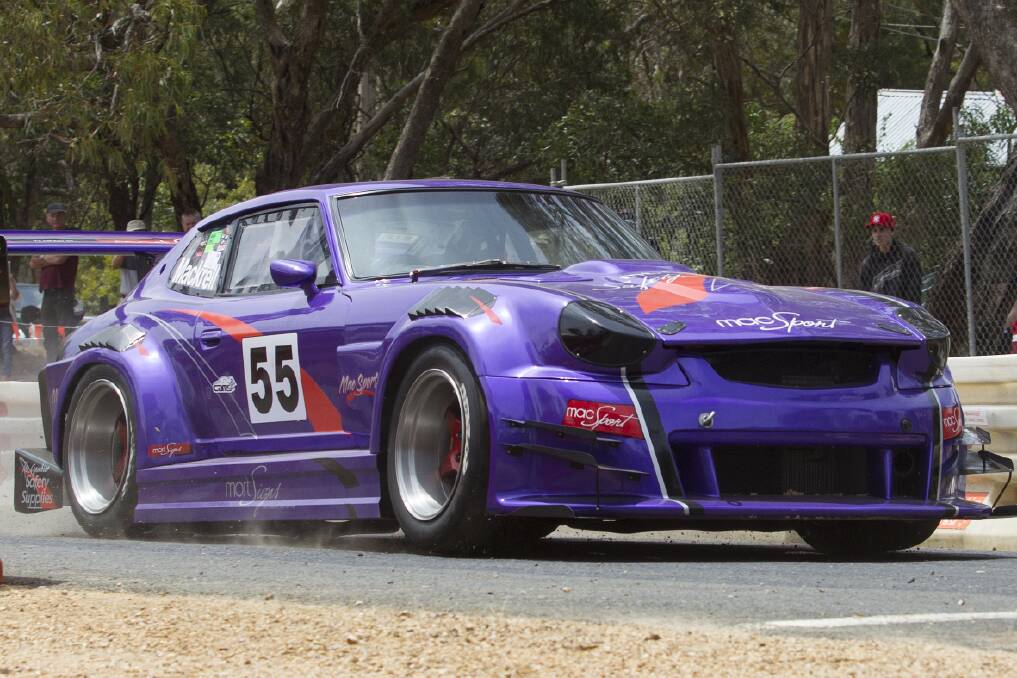 Kevin Mackrell in his V8 powered 4WD Datsun recorded the fastest time of the weekend to win his second King of the Mountain title. Pictures: PETER PICKERING
