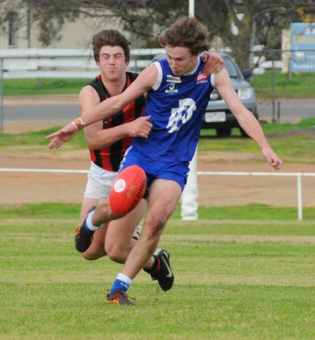SEASON OVER: Donald's Brody Haddow get a kick away during the 2016 home and away season. Picture: BULOKE TIMES