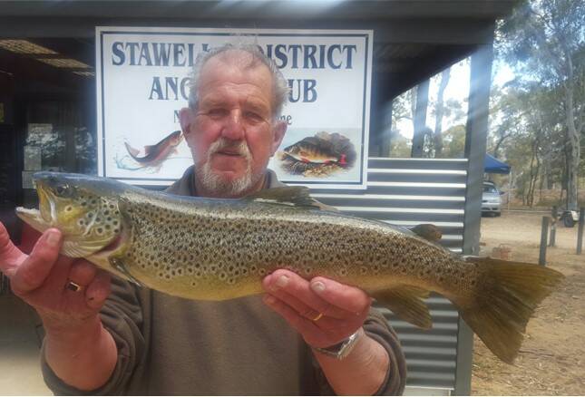 CATCH: Russell Bird with his 53cm brown trout.