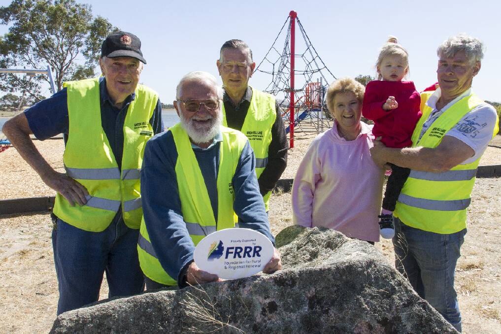 Peter Damman, Max Wohlers, Rob Keith and Gwenda and Morrie Allgood with young Jacquie at Green Hill Lake where new exercise equipment will be installed. Picture: PETER PICKERING