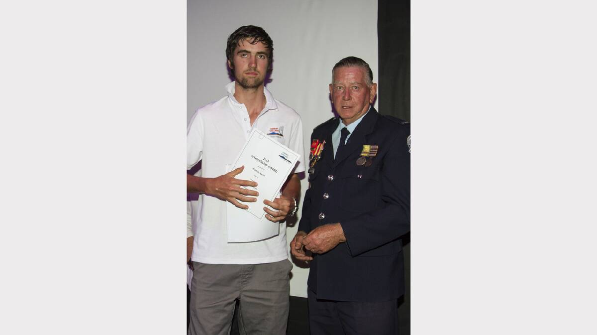 Hamish Keith received the Ararat Fire Brigade scholarship from Rob Keith.