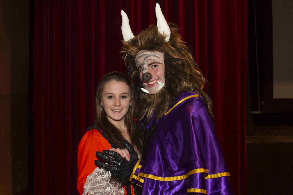 Stars Eliza Seres and Riley Mason in costume for their roles in Beauty and the Beast.