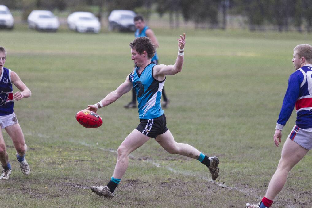 Moyston/Willaura’s Luke Thomas in action last weekend. The Pumas will begin their finals campaign against Glenthompson/Dunkeld tomorrow.
