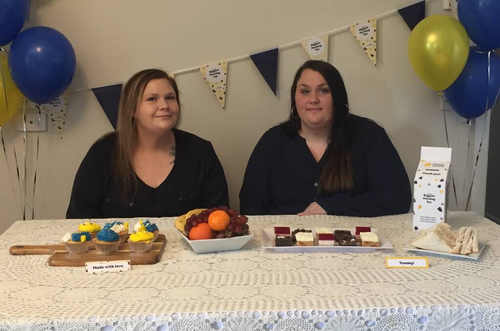FUNDRAISING: Sisters Haylee Crispe and Tiffany Gallagher are fundraising for the Cancer Council through the Australia's Biggest Morning Tea initiative. Picture: KLAUS NANNESTAD