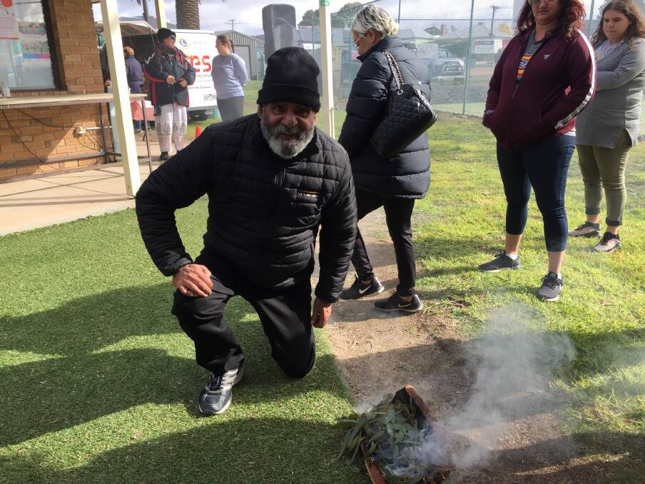 CONNECTING TO CULTURE: Uncle Ian Goolagong gave an Acknowledgement of Country before leading the smokig ceremony. Picture: KLAUS NANNESTAD
