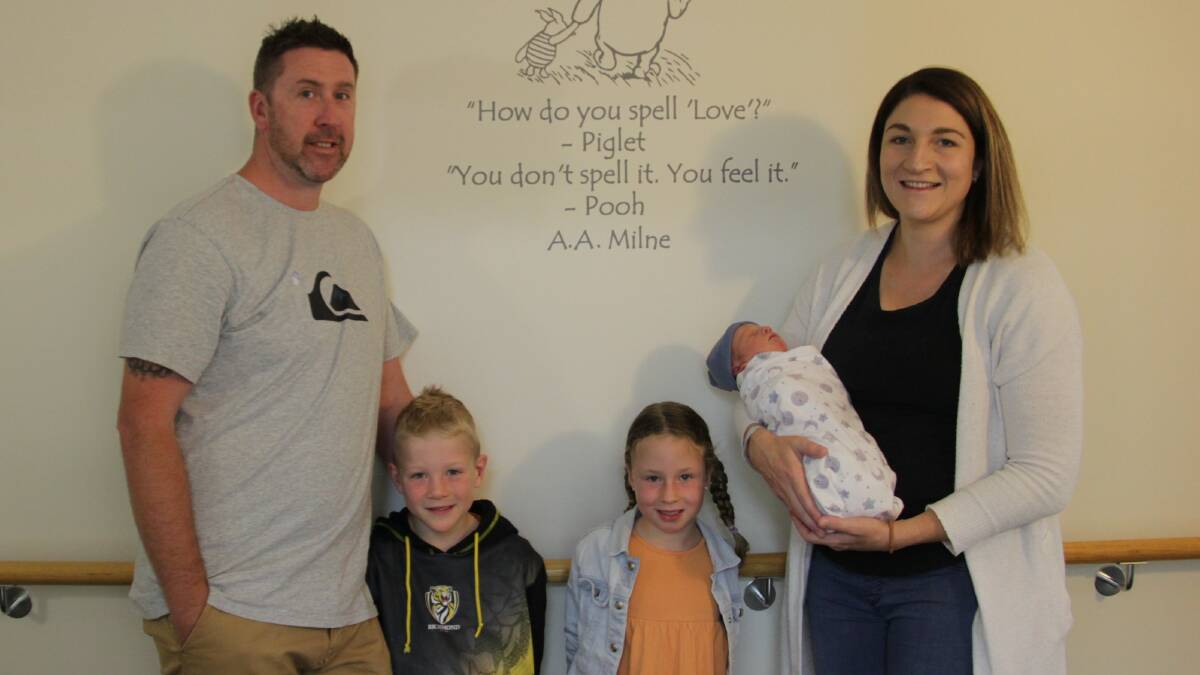Josh, Max, Evie, and Leah Seebohm with their new addition to the family, William Ashley Seebohm. Picture: SUPPLIED