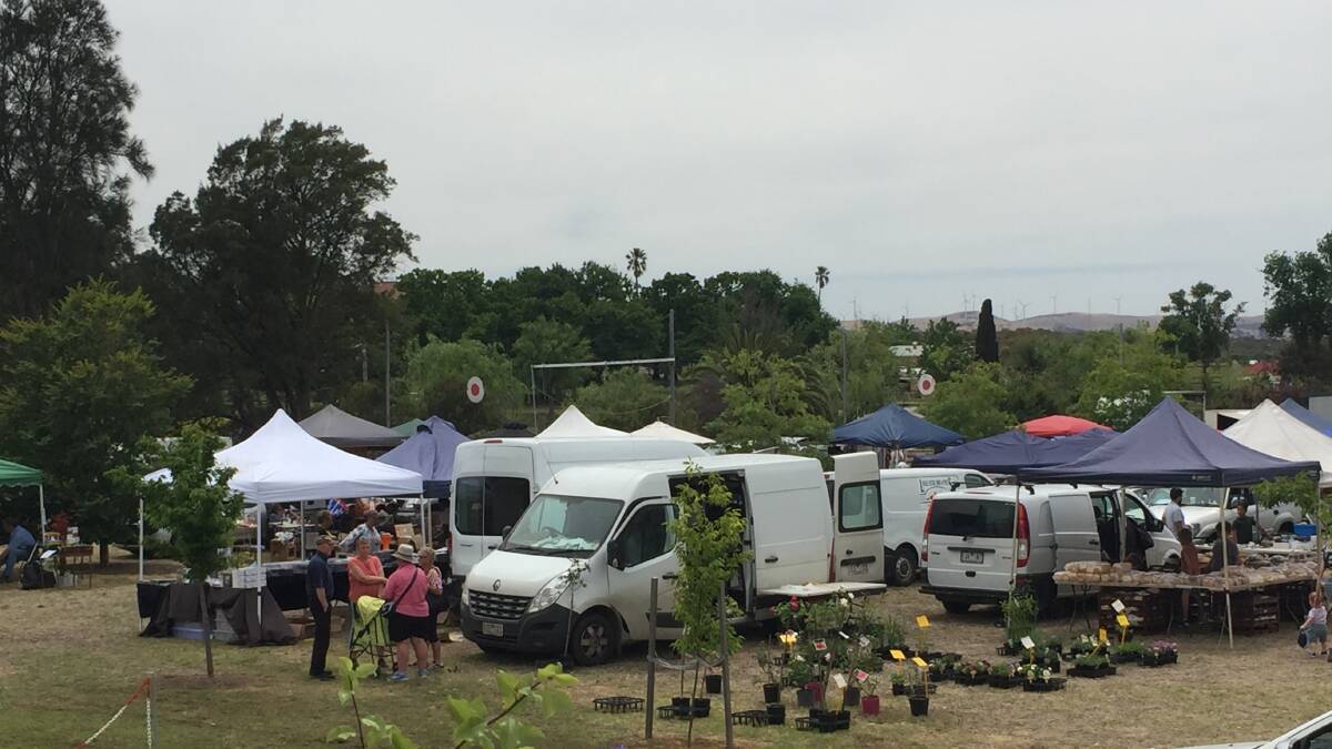 More than 50 stalls set up outside Alexandra Hall for the Ararat Market on Sunday. Picture: KLAUS NANNESTAD