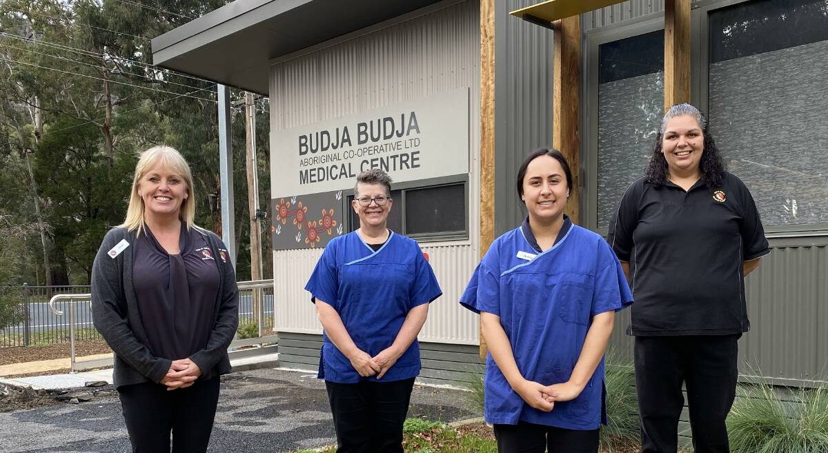 HAPPY TO HELP: Budja Budja Medical Clinic practice manager Alison Chatfield, EGHS dental coordinator Kaylene Jackson, senior dental assistant Amy Mantell, and Aboriginal health worker trainee and dental liaison Abbie Lovett. Picture: CONTIBUTED
