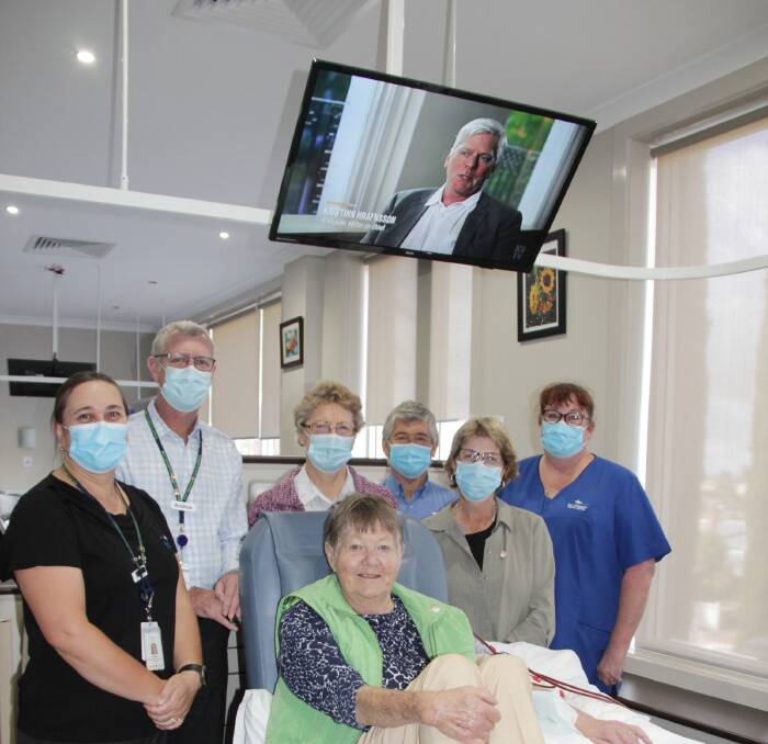 DIALYSIS DONATION: Kirsten Carr, EGHS chief executive Andrew Freeman, Sister Maree Holt from the Ararat Conference of St Vincent de Paul, Lionel Holt, Marilyn Brady from St Vincent de Paul, Megan Taylor, Coral Moran (seated). Picture: CONTRIBUTED