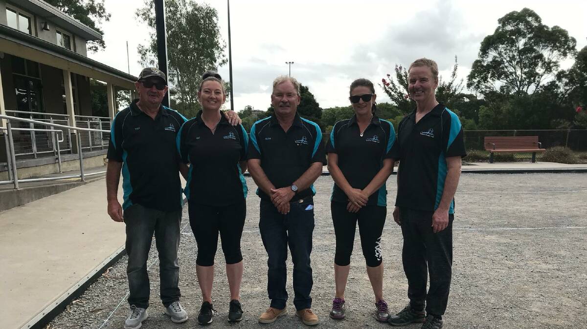 STAR PLAYERS: Trevor Keilar, Bec Vanderwaal, Glenn Bovell, Tanya Beechinor, and Tim Shaw at the Victorian Championship Singles. Picture: CONTRIBUTED 