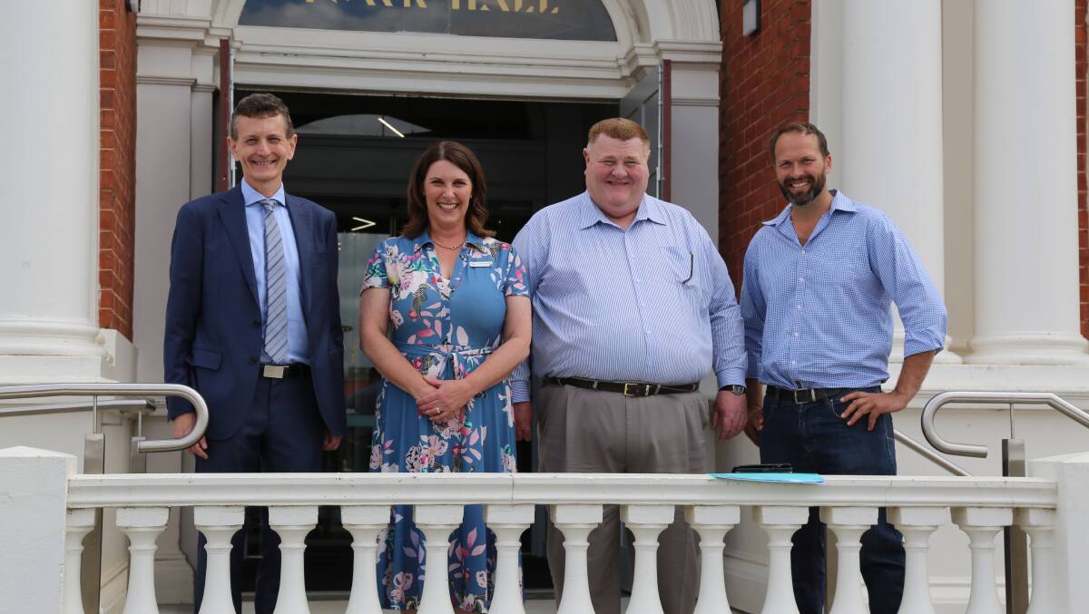 Federation University vice chancellor and president Professor Duncan Bentley, Ararat Rural City Council mayor Jo Armstrong, chief executive officer Dr Tim Harrison, and National Farmers Federation vice president David Jochinke.
