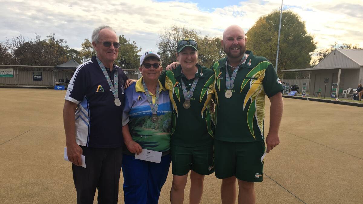 BEST IN STATE: Ararat's Stan Meale and Karen Brennan with their opponents from the State Champions Week Mixed Pairs final Kelly McKerihen and Ali Forsyth. Picture: CONTRIBUTED