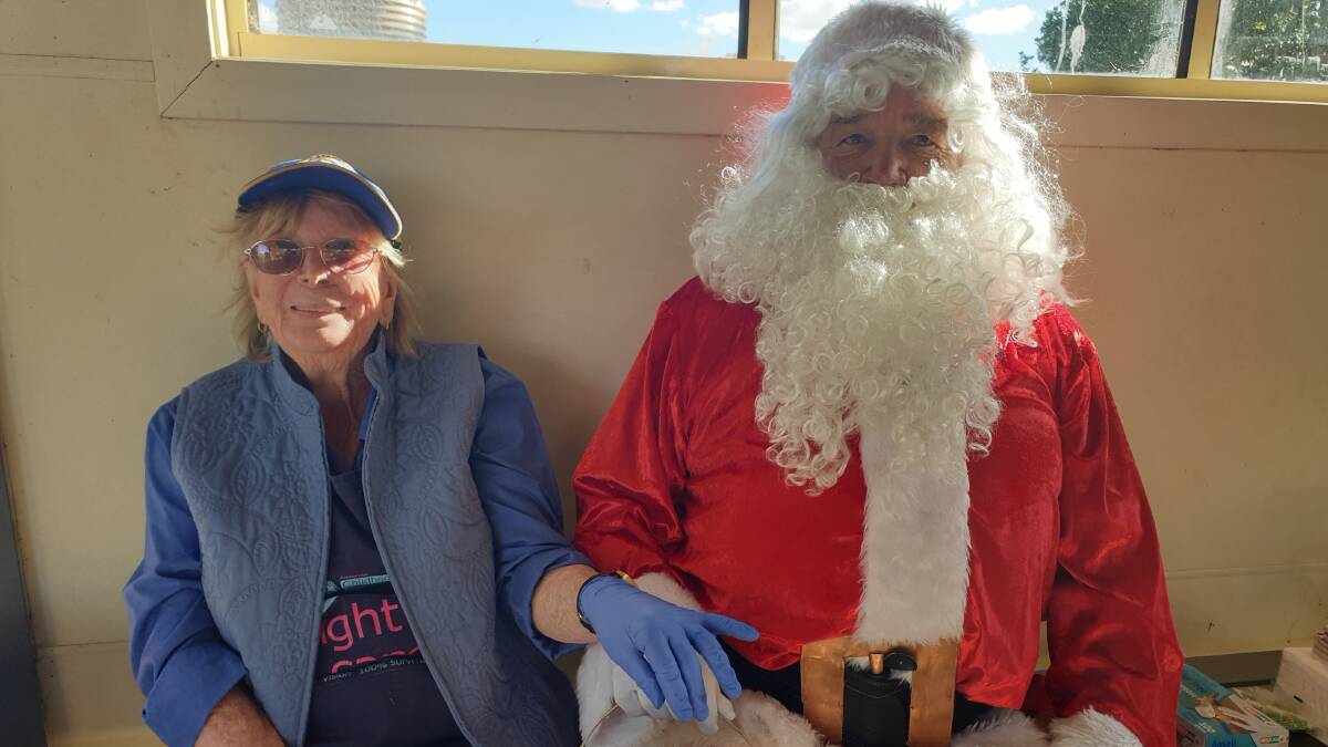 Willaura Lions Club secretary Ellen McCartney-Lees with Santa. Picture: HEATHER FLEMING