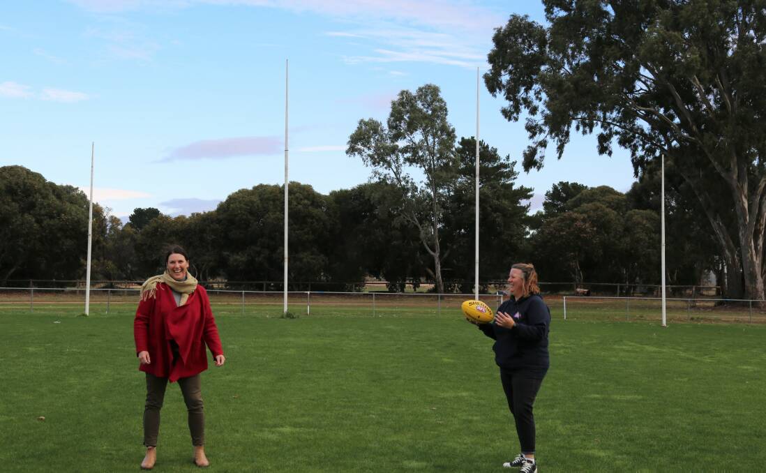 FUNDING WIN: Ararat Rural City Council mayor Jo Armstrong and Ararat Storm Female Football Club president Sandy Birch Burton. Picture: CONTRIBUTED