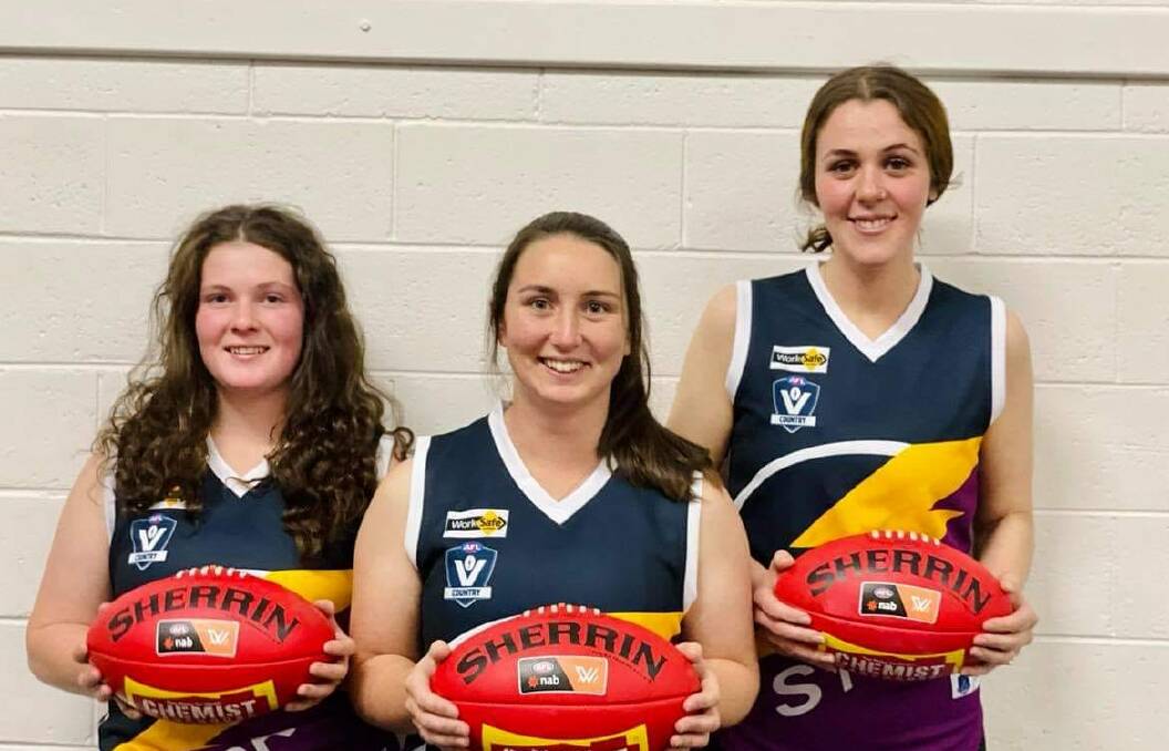 STORM FRONT: Ararat Storm's newly elected leadership team: Catherine Turnbull (vice captain), Chelsea Wilson (captain), and Lilly Molloy (vice captain). Picture: CONTRIBUTED