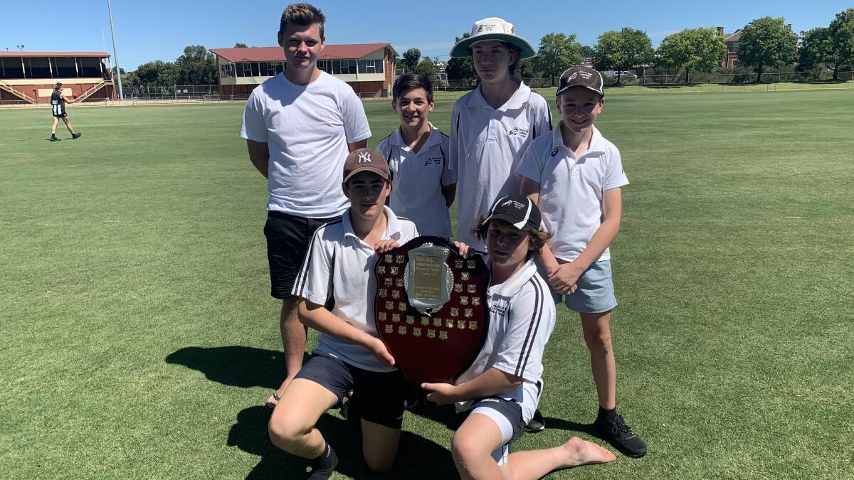 WINNERS: The Halls Gap under-13 premiership side accepted their premiership shield on Sunday after a fantastic season. Picture: TALLIS MILES 