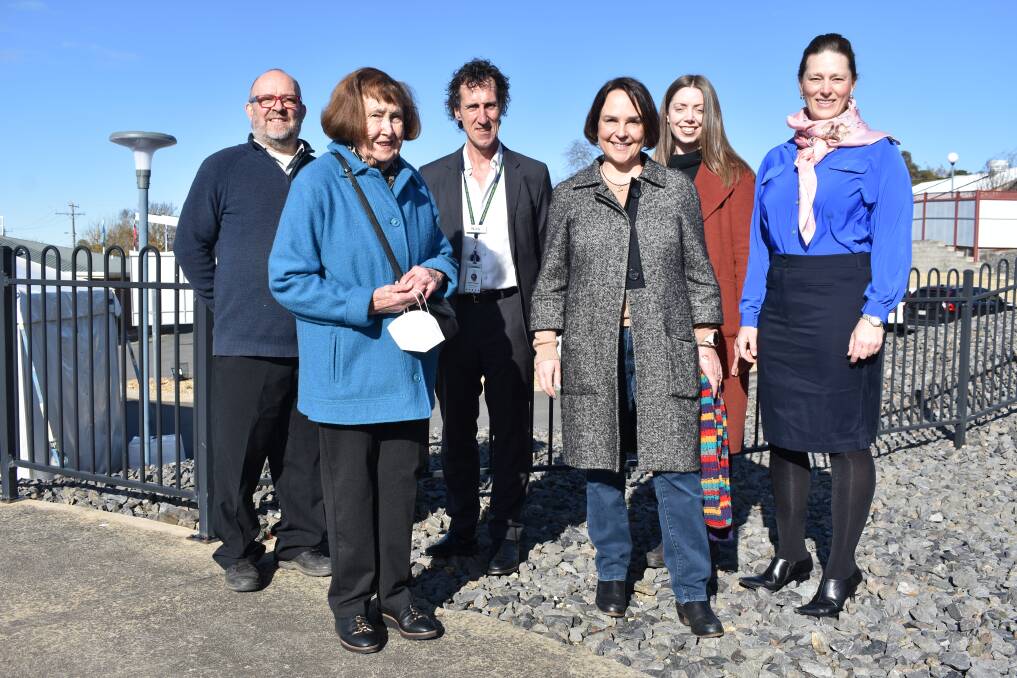 OPEN: Monica Kapp, Member for Western Victoria Jaala Pulford and members BREAZE and EGHS at the solar-panel car park shelter grand opening. Picture: JAMES HALLEY