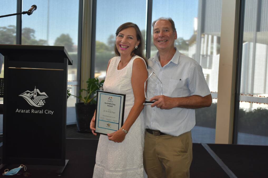 HONOUR: Dr Derek Pope and his wife Jan with their Citizen of the Year award. Picture: JAMES HALLEY. 